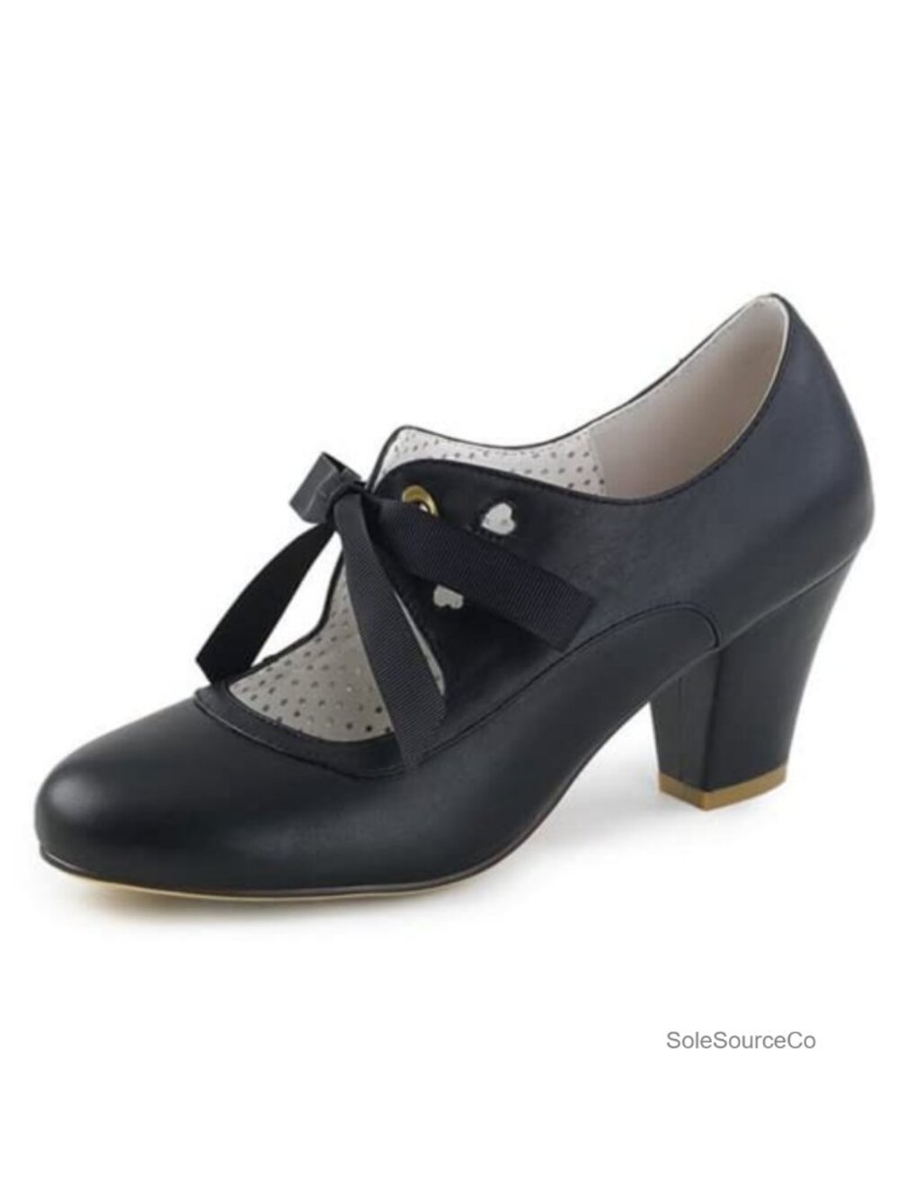 Mary Jane Pumps Chunky Block Heel Round Toe Lace Up